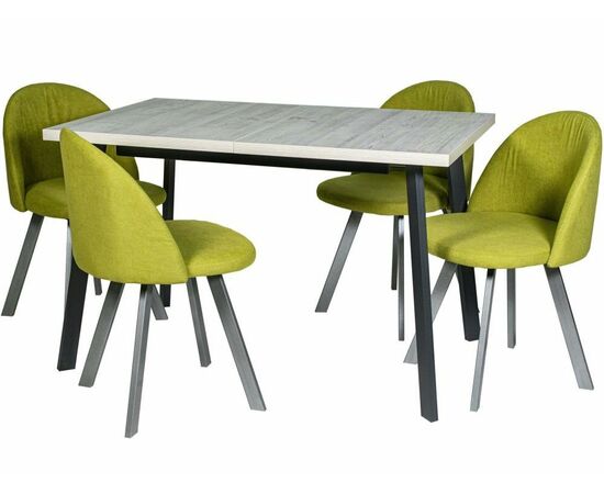 Обеденная группа (Стол Каспер и 4 стула Спайдер), ткань Канди Олива, изображение 2 | Интернет магазин мебели и декора LifeDekor