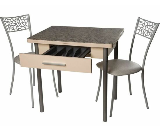 Обеденная группа (Стол Милагро и 2 стула Кемпер), белый мрамор, изображение 3 | Интернет магазин мебели и декора LifeDekor