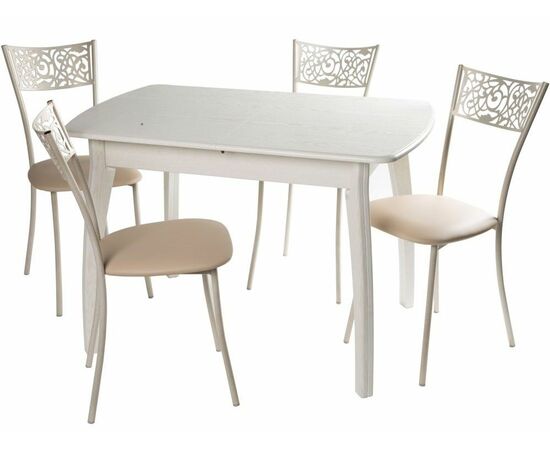 Обеденная группа (Стол Верона и 4 стула Эрго), Линкольн бежевый, изображение 2 | Интернет магазин мебели и декора LifeDekor