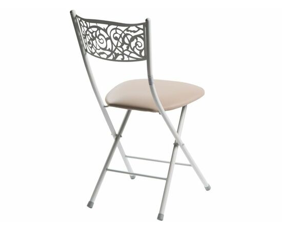 Стул складной Стефани ДП2-04, кожзам Линкольн беж, каркас белый матовый, изображение 3 | Интернет магазин мебели и декора LifeDekor