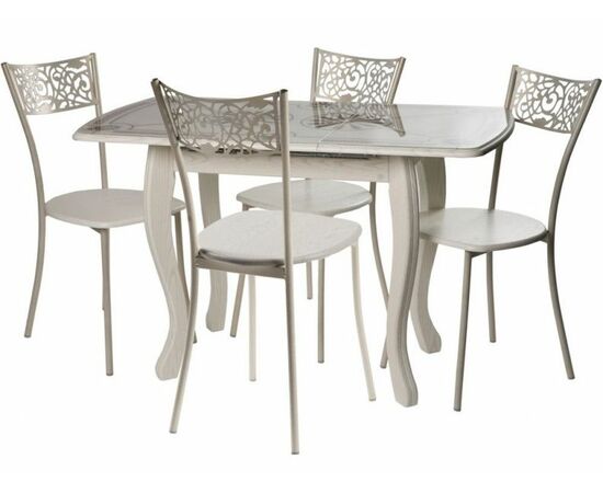 Обеденная группа (Стол Альба мини и 4 стула Эрго), МДФ патина 27 | Интернет магазин мебели и декора LifeDekor