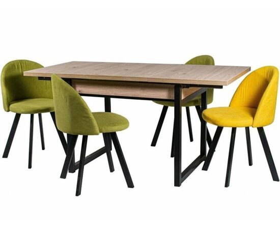 Обеденная группа (Стол Арт и 4 стула Спайдер), ткань Канди Олива | Интернет магазин мебели и декора LifeDekor