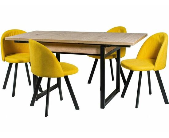 Обеденная группа (Стол Арт и 4 стула Спайдер), ткань Канди Сани | Интернет магазин мебели и декора LifeDekor