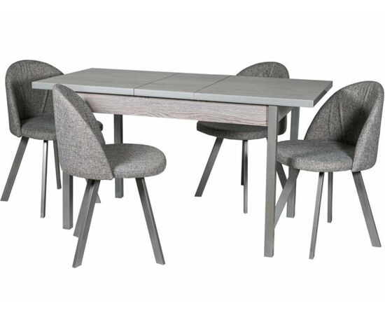 Обеденная группа (Стол Денвер и 4 стула Спайдер), ткань рогожка Графит | Интернет магазин мебели и декора LifeDekor