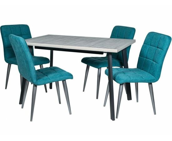 Обеденная группа (Стол Каспер и 4 стула Даллас), ткань Канди Аквамарин | Интернет магазин мебели и декора LifeDekor