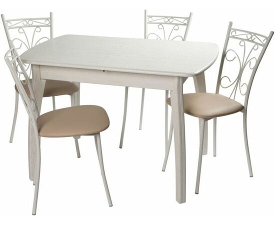 Обеденная группа (Стол Верона и 4 стула Неаполь), Линкольн бежевый | Интернет магазин мебели и декора LifeDekor