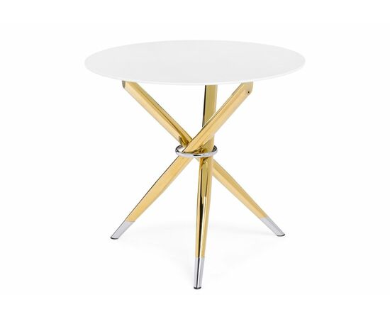 Стол стеклянный Rock 80х75 white / gold | Интернет магазин мебели и декора LifeDekor
