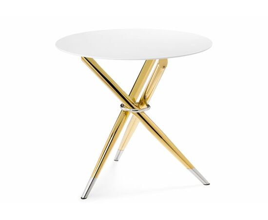 Стол стеклянный Rock 80х75 white / gold, изображение 2 | Интернет магазин мебели и декора LifeDekor