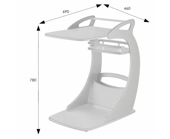 Стол подкатной Фаворит молочный дуб Л, изображение 2 | Интернет магазин мебели и декора LifeDekor