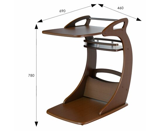 Стол подкатной Фаворит орех Л, изображение 2 | Интернет магазин мебели и декора LifeDekor