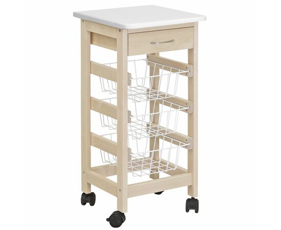 Тумба с ящиком и корзинами белый/лак | Интернет магазин мебели и декора LifeDekor