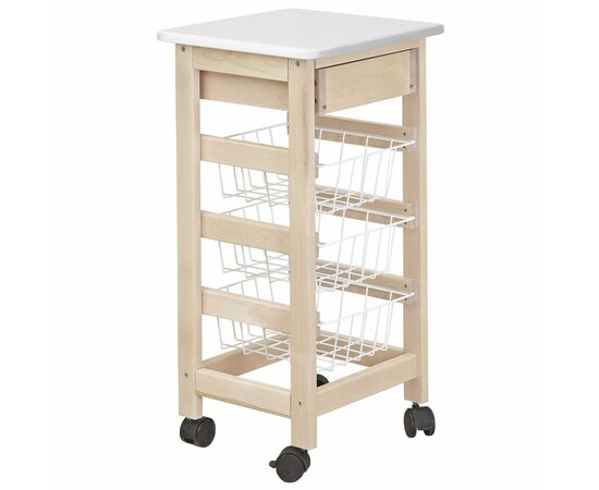 Тумба с ящиком и корзинами белый/лак, изображение 2 | Интернет магазин мебели и декора LifeDekor