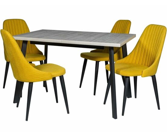 Обеденная группа (Стол Каспер и 4 стула Шато), ткань Канди Сани, изображение 2 | Интернет магазин мебели и декора LifeDekor