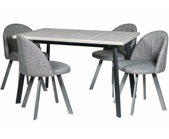 Обеденная группа (Стол Каспер и 4 стула Спайдер), ткань рогожка Графит, изображение 2 | Интернет магазин мебели и декора LifeDekor