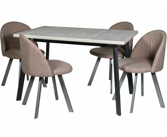 Обеденная группа (Стол Каспер и 4 стула Спайдер), ткань рогожка Кэмел, изображение 2 | Интернет магазин мебели и декора LifeDekor