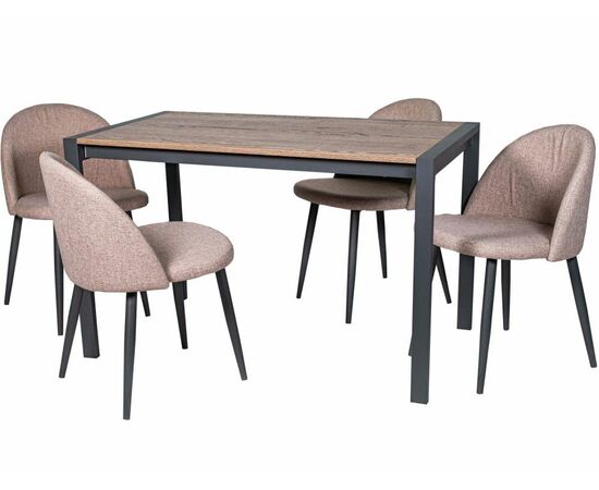 Обеденная группа (Стол Кастел и 4 стула Делтон), ткань рогожка Кэмел, изображение 2 | Интернет магазин мебели и декора LifeDekor