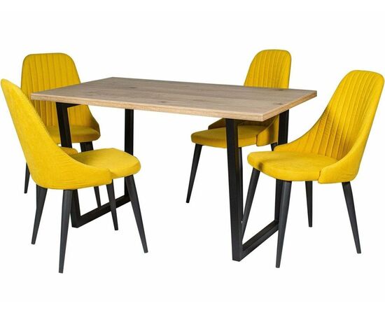 Обеденная группа (Стол Патика и 4 стула Шато), ткань Канди Сани, изображение 2 | Интернет магазин мебели и декора LifeDekor