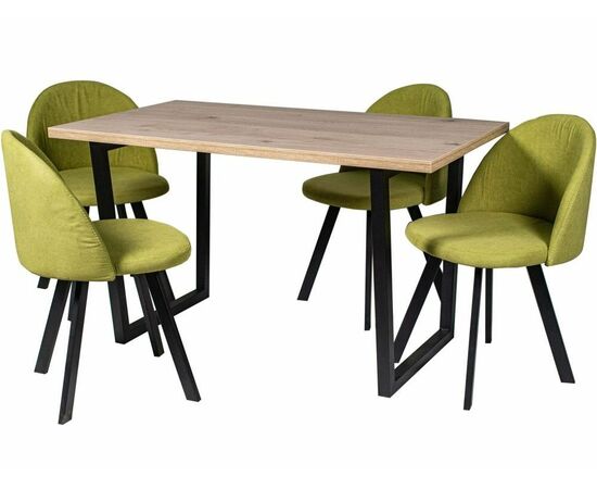 Обеденная группа (Стол Патика и 4 стула Спайдер), ткань Канди Олива, изображение 3 | Интернет магазин мебели и декора LifeDekor