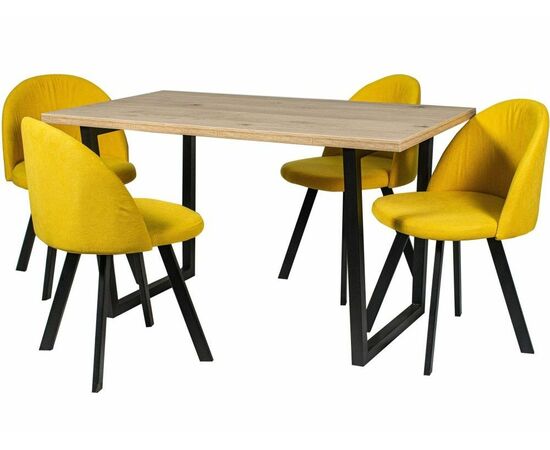 Обеденная группа (Стол Патика и 4 стула Спайдер), ткань Канди Сани, изображение 2 | Интернет магазин мебели и декора LifeDekor