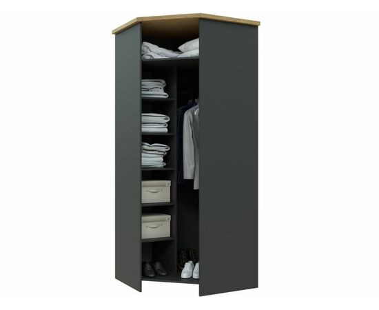 Шкаф «Скандинавия» КМК 0905.12, Антрацит/ дуб наварра, изображение 4 | Интернет магазин мебели и декора LifeDekor