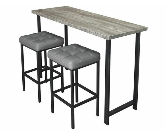 Обеденная группа (Консоль барная и 2 стула Камелот), кожзам Темно-серый, изображение 2 | Интернет магазин мебели и декора LifeDekor