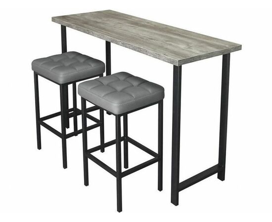 Обеденная группа (Консоль барная и 2 стула Камелот), кожзам Темно-серый | Интернет магазин мебели и декора LifeDekor