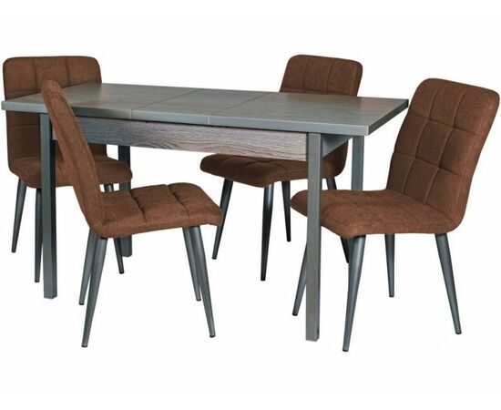 Обеденная группа (Стол Денвер и 4 стула Даллас), ткань Канди Мокко | Интернет магазин мебели и декора LifeDekor