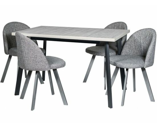 Обеденная группа (Стол Каспер и 4 стула Спайдер), ткань рогожка Графит | Интернет магазин мебели и декора LifeDekor