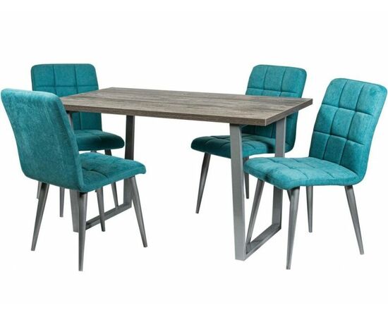 Обеденная группа (Стол Патика и 4 стула Даллас), ткань Канди Аквамарин | Интернет магазин мебели и декора LifeDekor