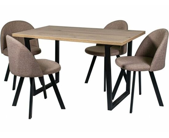 Обеденная группа (Стол Патика и 4 стула Спайдер), ткань рогожка Кэмел | Интернет магазин мебели и декора LifeDekor