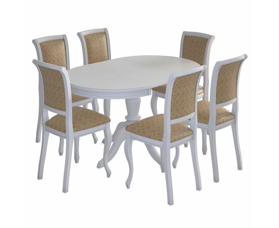 Стол обеденный круглый раздвижной Эгина-2 (Белый/шпон бук) тип 2, изображение 4 | Интернет магазин мебели и декора LifeDekor