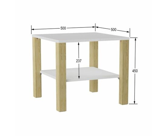 Стол журнальный "Матео" (Белый / Дуб янтарный), изображение 3 | Интернет магазин мебели и декора LifeDekor