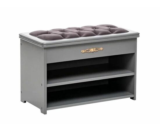 Обувница Патриция (Серый ясень / ткань V 19, каретная стяжка) | Интернет магазин мебели и декора LifeDekor