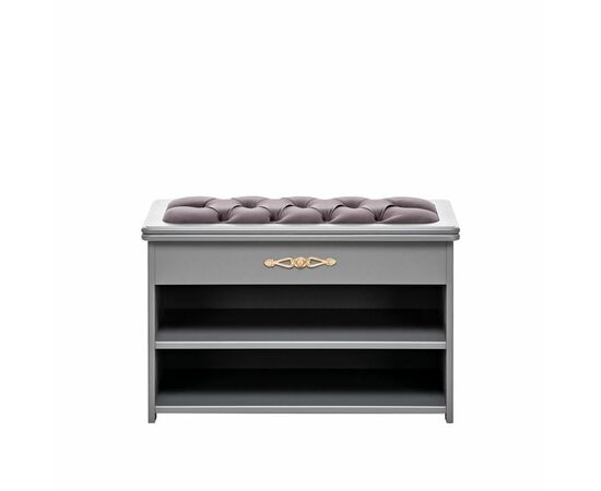 Обувница Патриция (Серый ясень / ткань V 19, каретная стяжка), изображение 2 | Интернет магазин мебели и декора LifeDekor