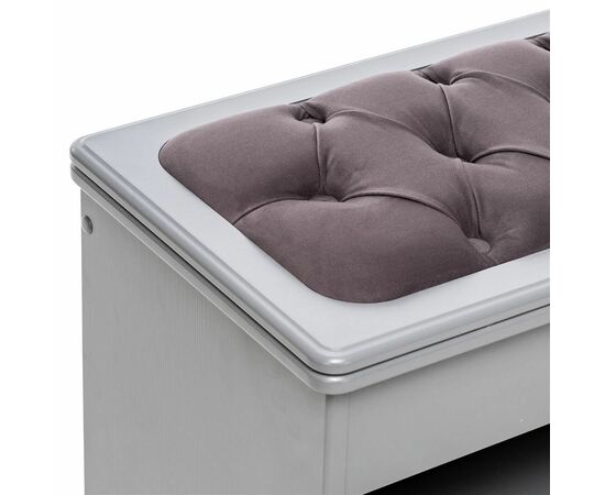 Обувница Патриция (Серый ясень / ткань V 19, каретная стяжка), изображение 4 | Интернет магазин мебели и декора LifeDekor