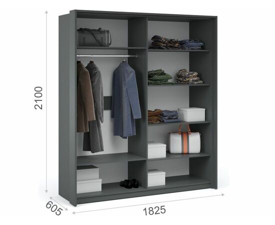 Шкаф «Мишель» 4-х дверный, Антрацит/Белый жемчуг, изображение 3 | Интернет магазин мебели и декора LifeDekor