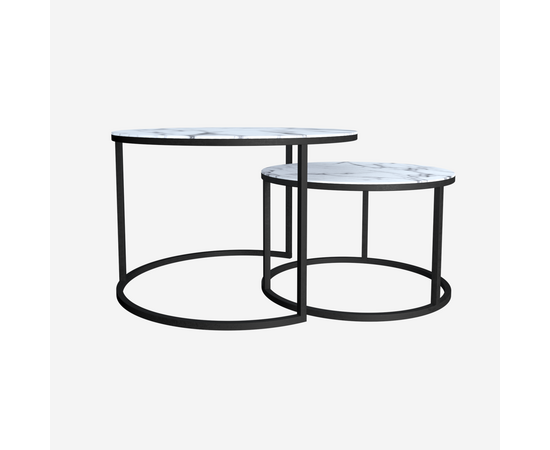 Набор кофейных столиков Tango белый мрамор с черными ножками | Интернет магазин мебели и декора LifeDekor