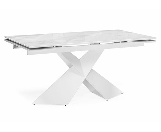 Стол стеклянный Хасселвуд 160(220)х90х77 белый мрамор / белый | Интернет магазин мебели и декора LifeDekor
