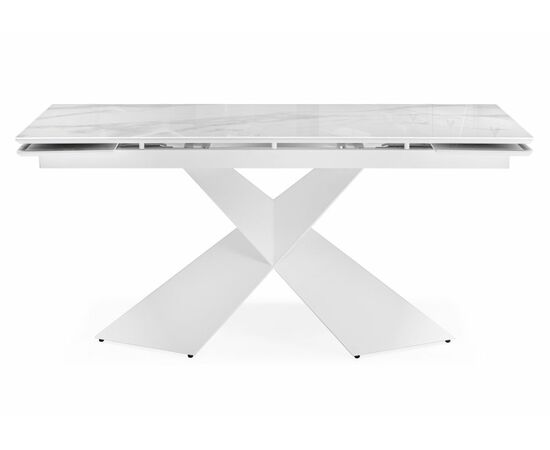 Стол стеклянный Хасселвуд 160(220)х90х77 белый мрамор / белый, изображение 2 | Интернет магазин мебели и декора LifeDekor