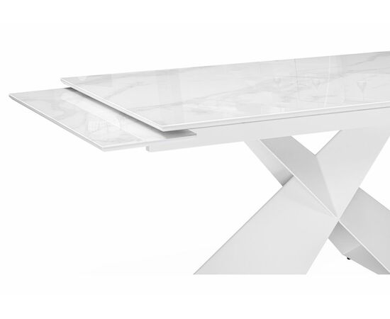 Стол стеклянный Хасселвуд 160(220)х90х77 белый мрамор / белый, изображение 5 | Интернет магазин мебели и декора LifeDekor