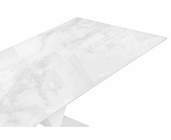 Стол стеклянный Хасселвуд 160(220)х90х77 белый мрамор / белый, изображение 6 | Интернет магазин мебели и декора LifeDekor