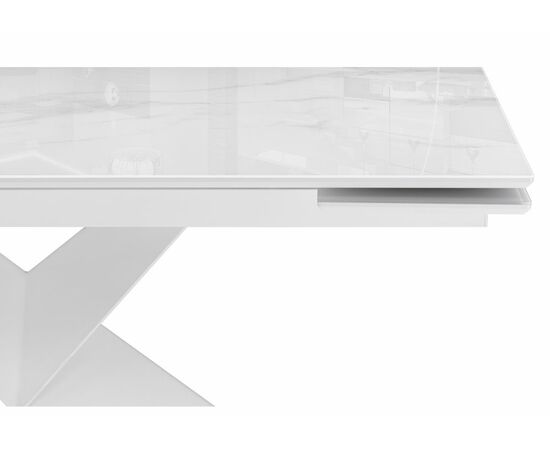 Стол стеклянный Хасселвуд 160(220)х90х77 белый мрамор / белый, изображение 7 | Интернет магазин мебели и декора LifeDekor