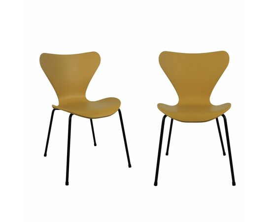 Комплект из 2-х стульев Seven Style горчичный с чёрными ножками | Интернет магазин мебели и декора LifeDekor