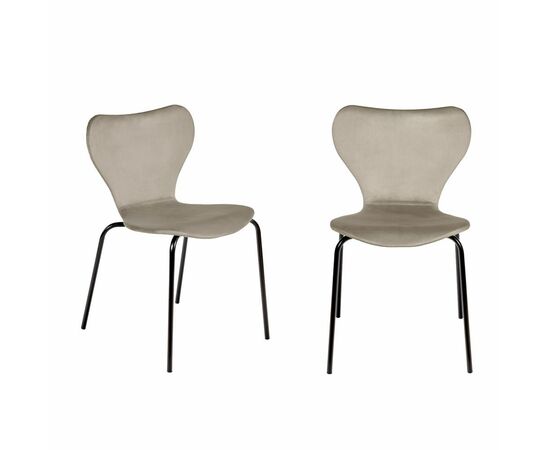 Комплект из 2-х стульев Seven Style латте велюр с чёрными ножками | Интернет магазин мебели и декора LifeDekor