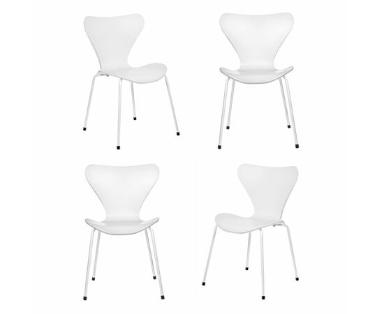 Комплект из 4-х стульев Seven Style белый с белыми ножками | Интернет магазин мебели и декора LifeDekor