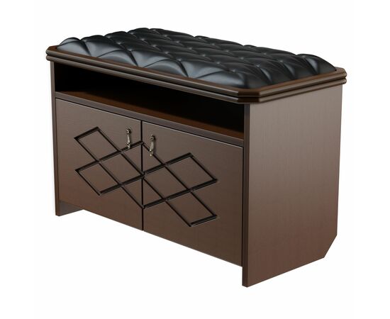 Банкетка Патриция 2 орех, к/з Ева 1, каретная стяжка Л | Интернет магазин мебели и декора LifeDekor