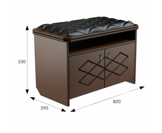 Банкетка Патриция 2 орех, к/з Ева 1, каретная стяжка Л, изображение 2 | Интернет магазин мебели и декора LifeDekor