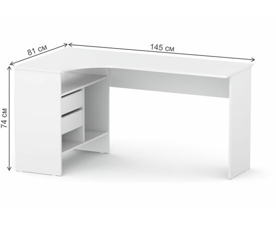 Стол СПм-25 левый белый, изображение 2 | Интернет магазин мебели и декора LifeDekor