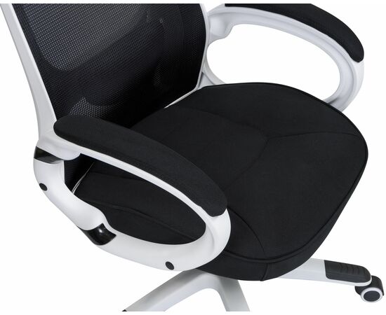 Офисное кресло для руководителей DOBRIN STEVEN WHITE, белый пластик, чёрная ткань, Вариант: белый пластик, чёрная ткань, изображение 7 | Интернет магазин мебели и декора LifeDekor
