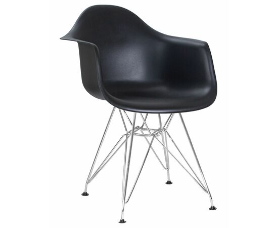 Стул обеденный DOBRIN DAW CHROME, ножки хром, цвет сиденья чёрный, Вариант: ножки хром, цвет сиденья чёрный | Интернет магазин мебели и декора LifeDekor